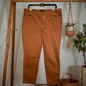 Talbots NWOT Women's 16 Carmel Brown Slim Ankle Jeans Stretch Denim Straight Leg
